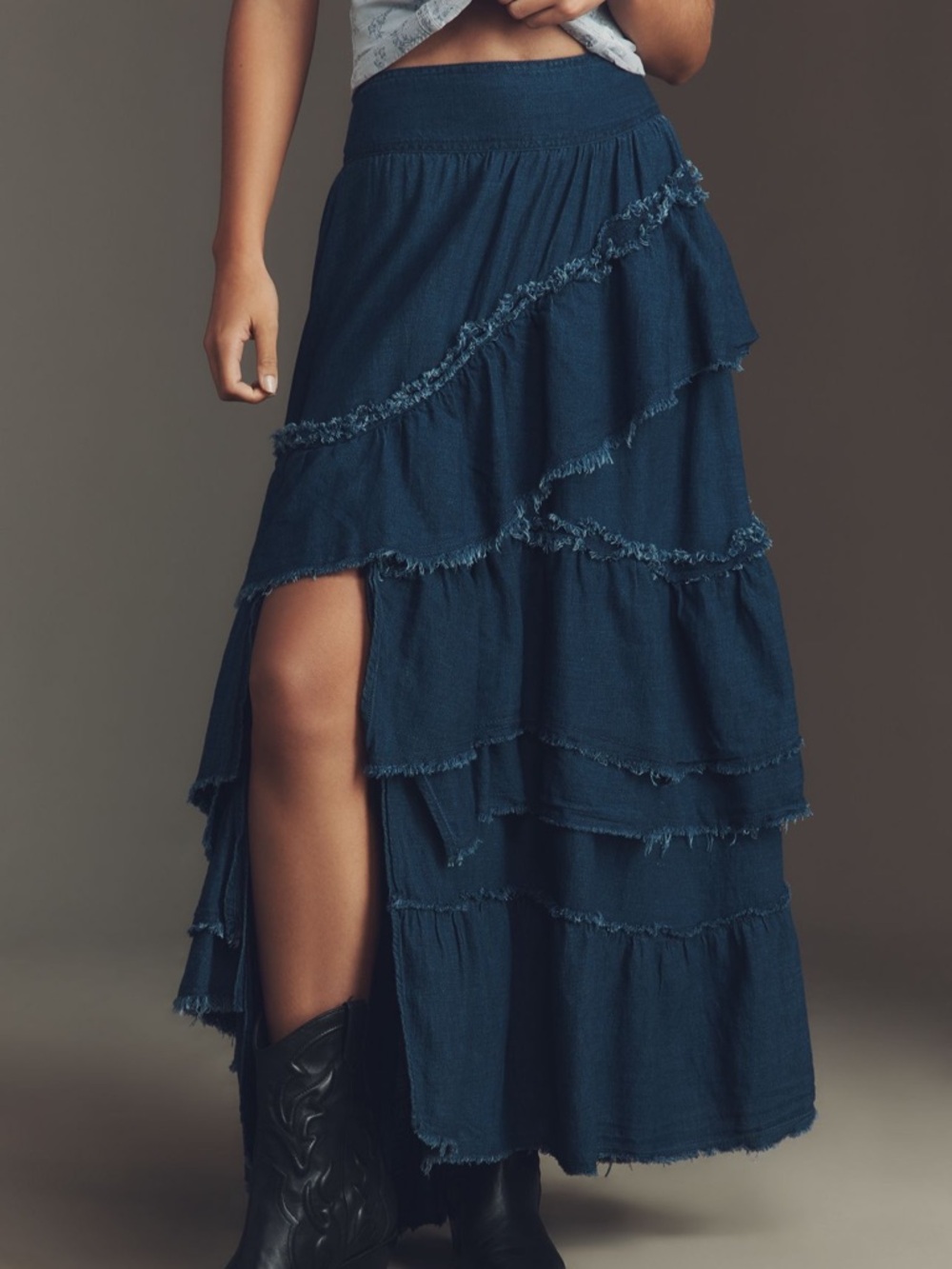 Pilcro Asymmetrical Ruffled Tiered Maxi Skirt - Picture 2 of 9